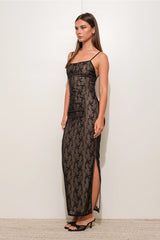 PRETTY GARBAGE Mesh COQUETTE BowPrint Mesh Maxi Dress