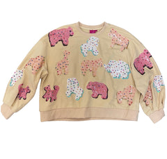 QUEEN OF SPARKLES Sequin ANIMAL CRACKERS Sweatshirt