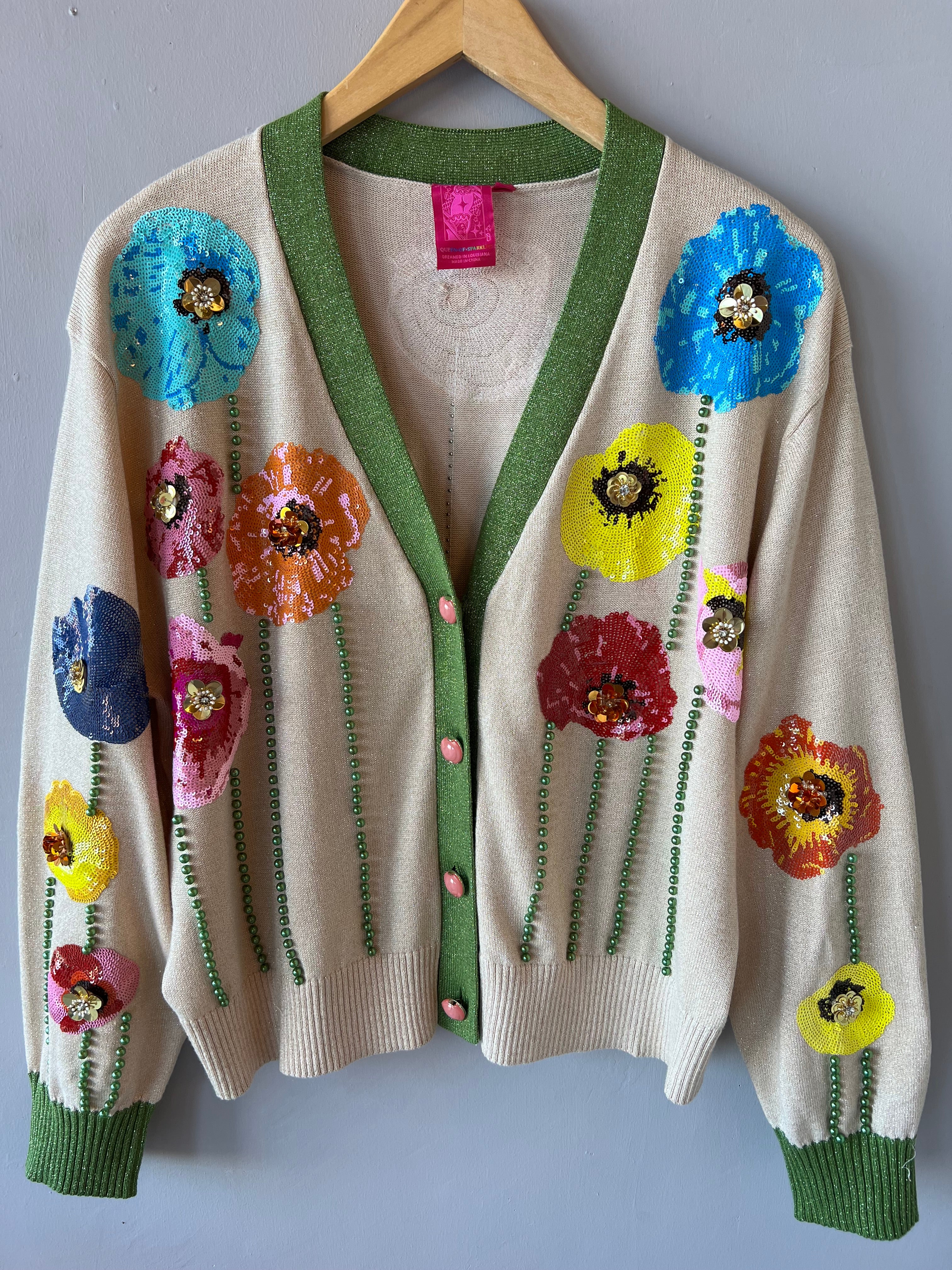 QUEEN OF SPARKLES Lurex Knit/Sequin POPPY Cardigan Top Jo Jo