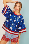 SALUTE Sequin Stars and Stripes Top