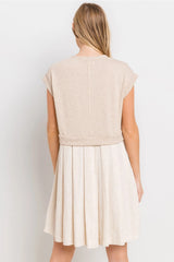 AMUSING Contrast FrenchTerry Pleated Dress