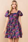 PRESSED Jacquard Floral Puff Sleeve Dress