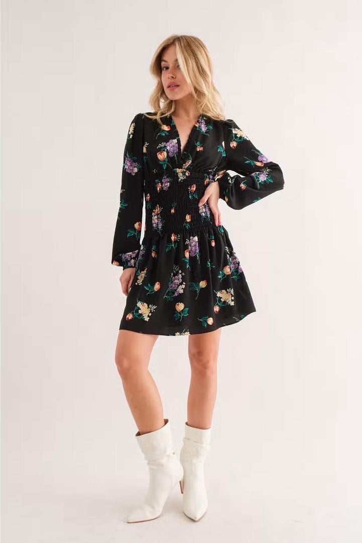 SELFLESS Floral Smocked Ruffle Dress