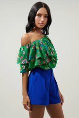 *IVANA Floral OneShoulder Ruffle Top