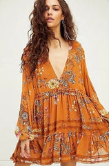 FREE PEOPLE VNeck CHERRY BLOSSOM Mini Dress