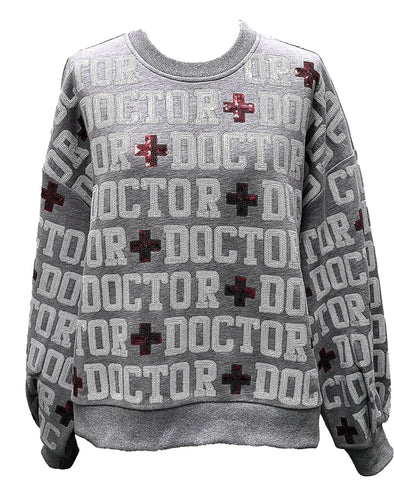 QUEEN OF SPARKLES Sequin DOCTOR Allover Sweatshirt