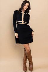 FORD ColorBlock SweaterKnit Collared Dress