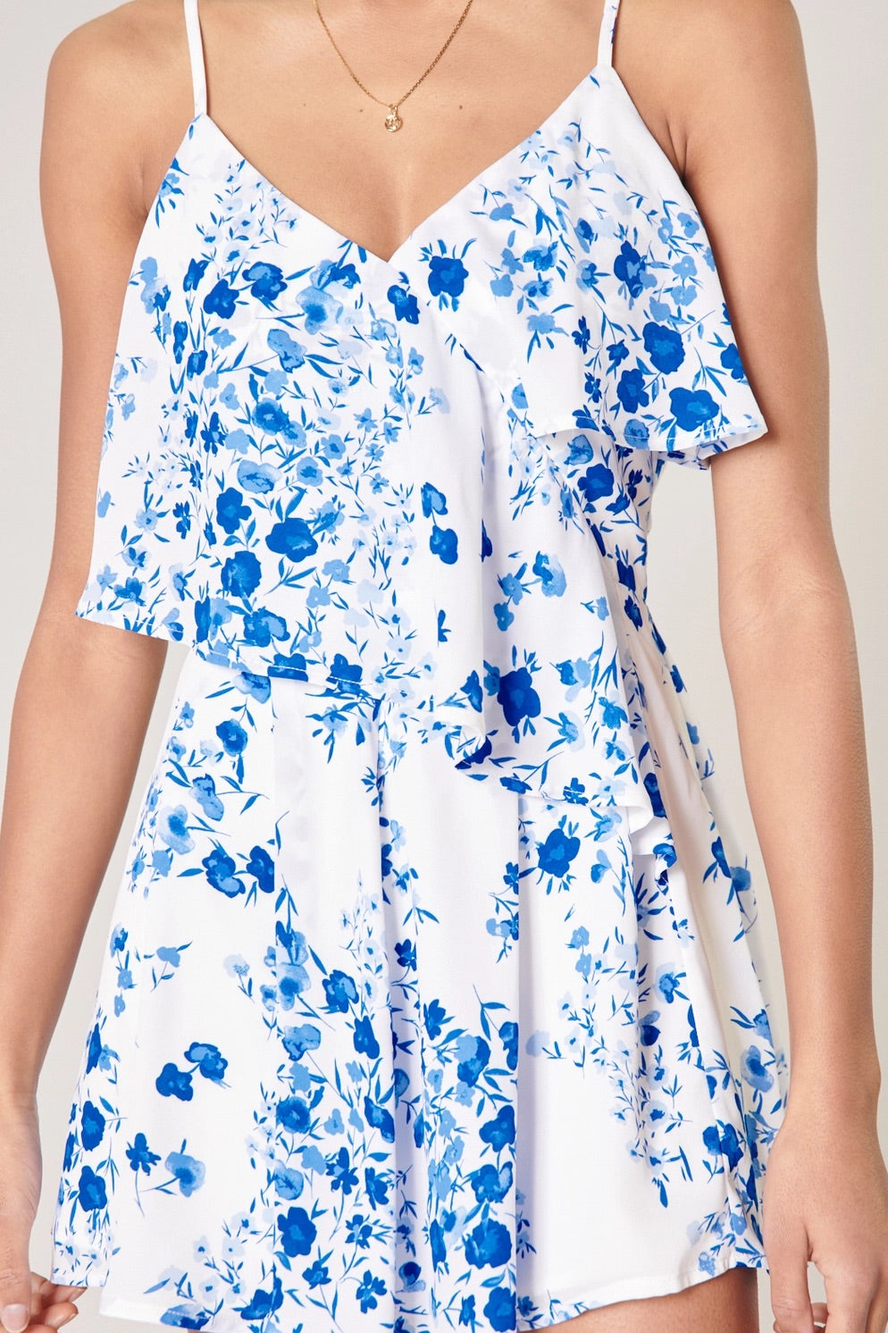 LOVE BOMB Floral Ruffle Short Romper