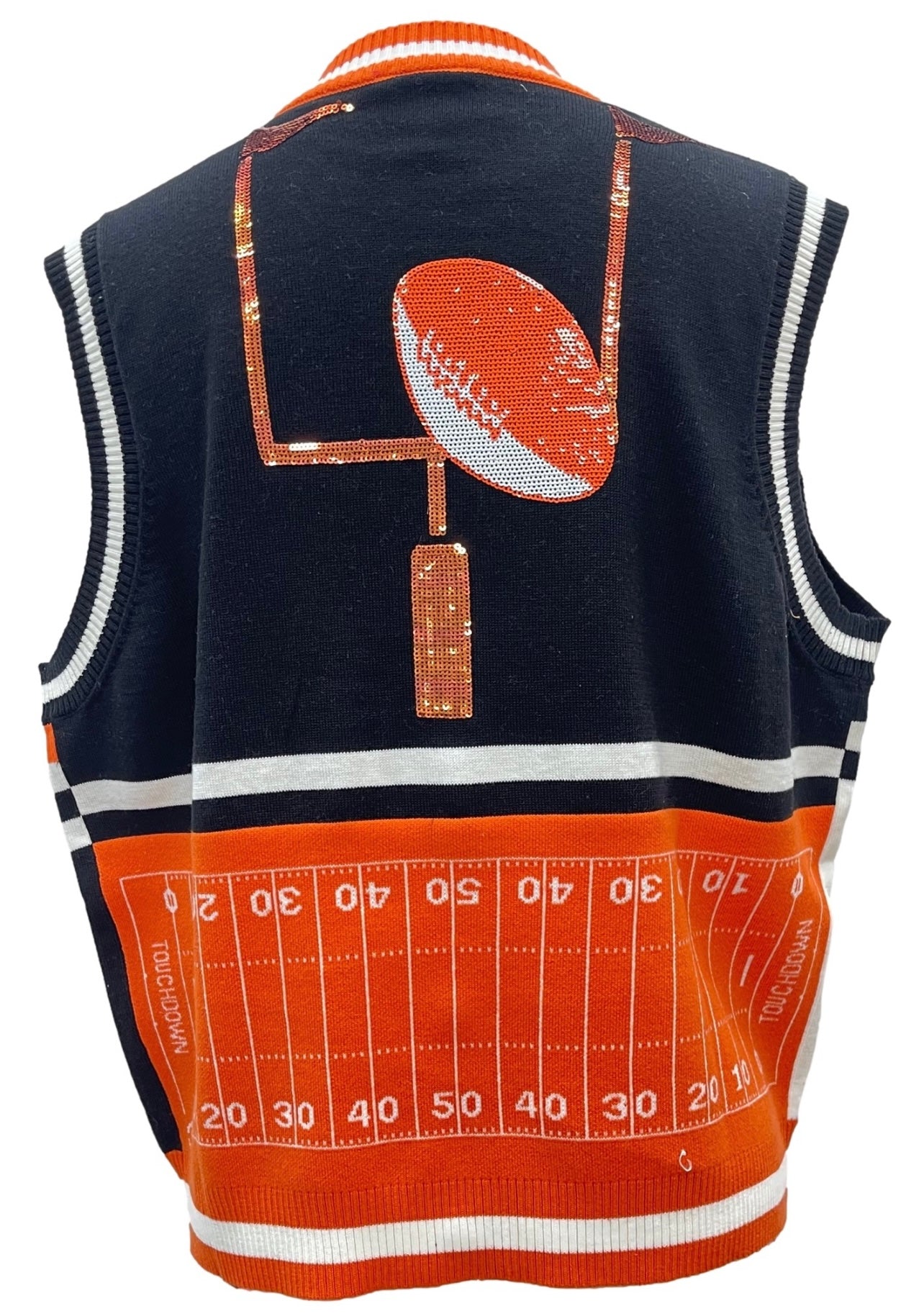 QUEEN OF SPARKLES ColorBlock  FOOTBALL ICON ButtonUp Sweater Vest