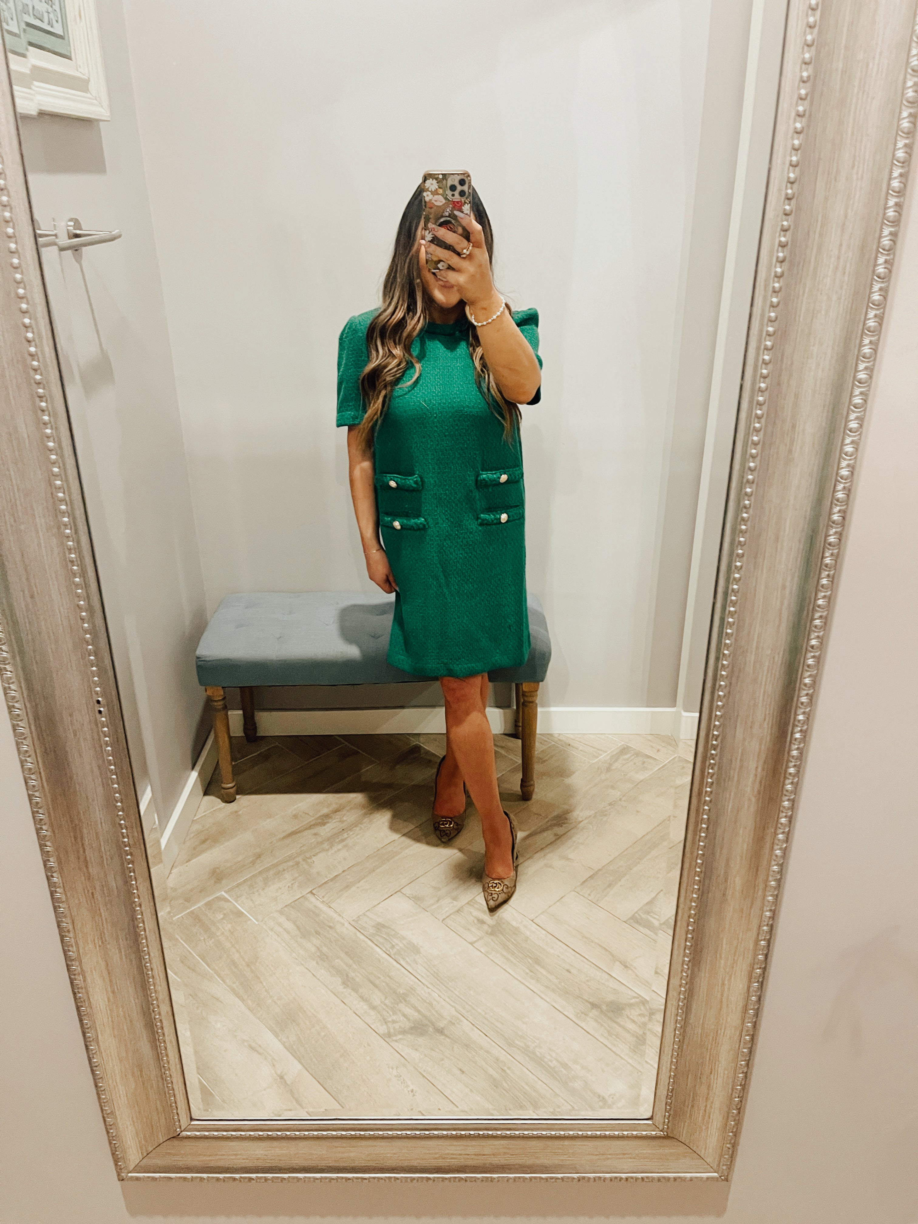 TUCKERNUCK Braid Neck DoublePocket Tweed Dress – Silver Accents