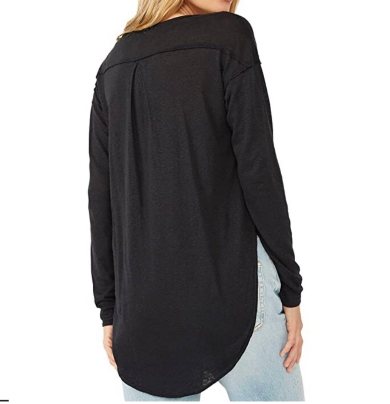 FREE PEOPLE Ruffle LOVE STAR ButtonFront LongSleeve Tunic Top