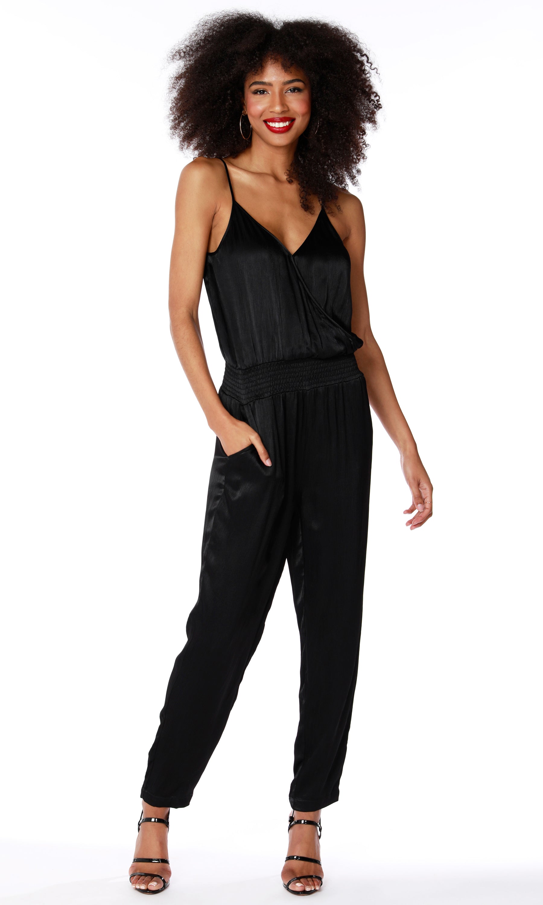 BOBI Silk Textured SINK XOVR Woven Jumpsuit