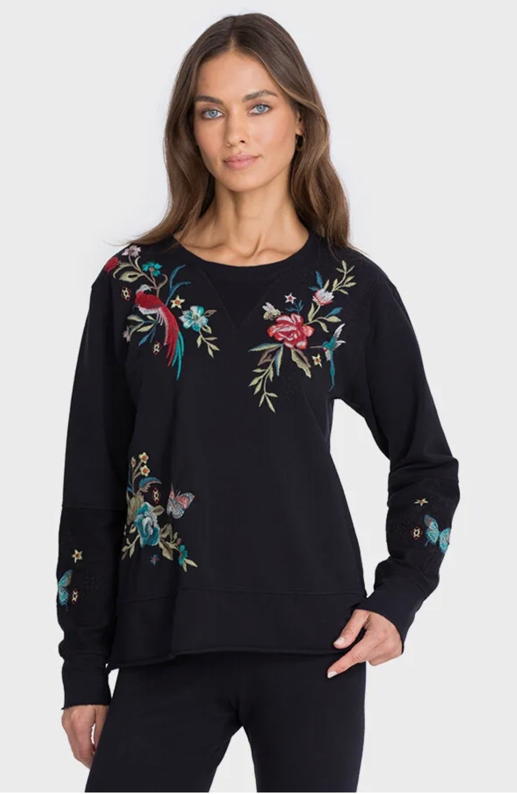 JOHNNY WAS Embroidered GEN TerryMix Top