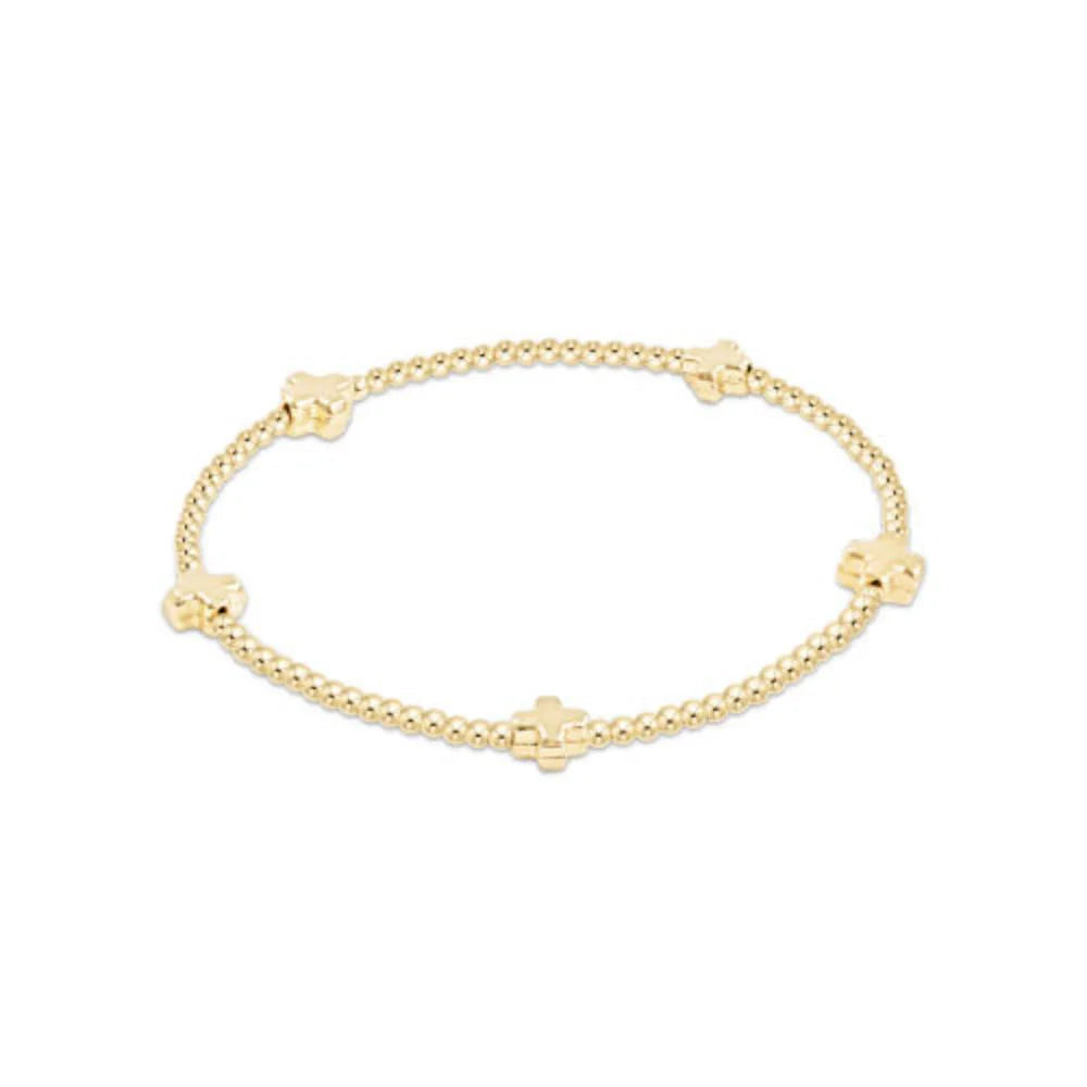 ENEWTON Small SIGNATURE CROSS Pattern Gold 2mm Bead Bracelet