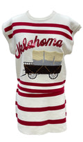 QUEEN OF SPARKLES Stripe Sequin OKLAHOMA Schooner Short Sleeve Top