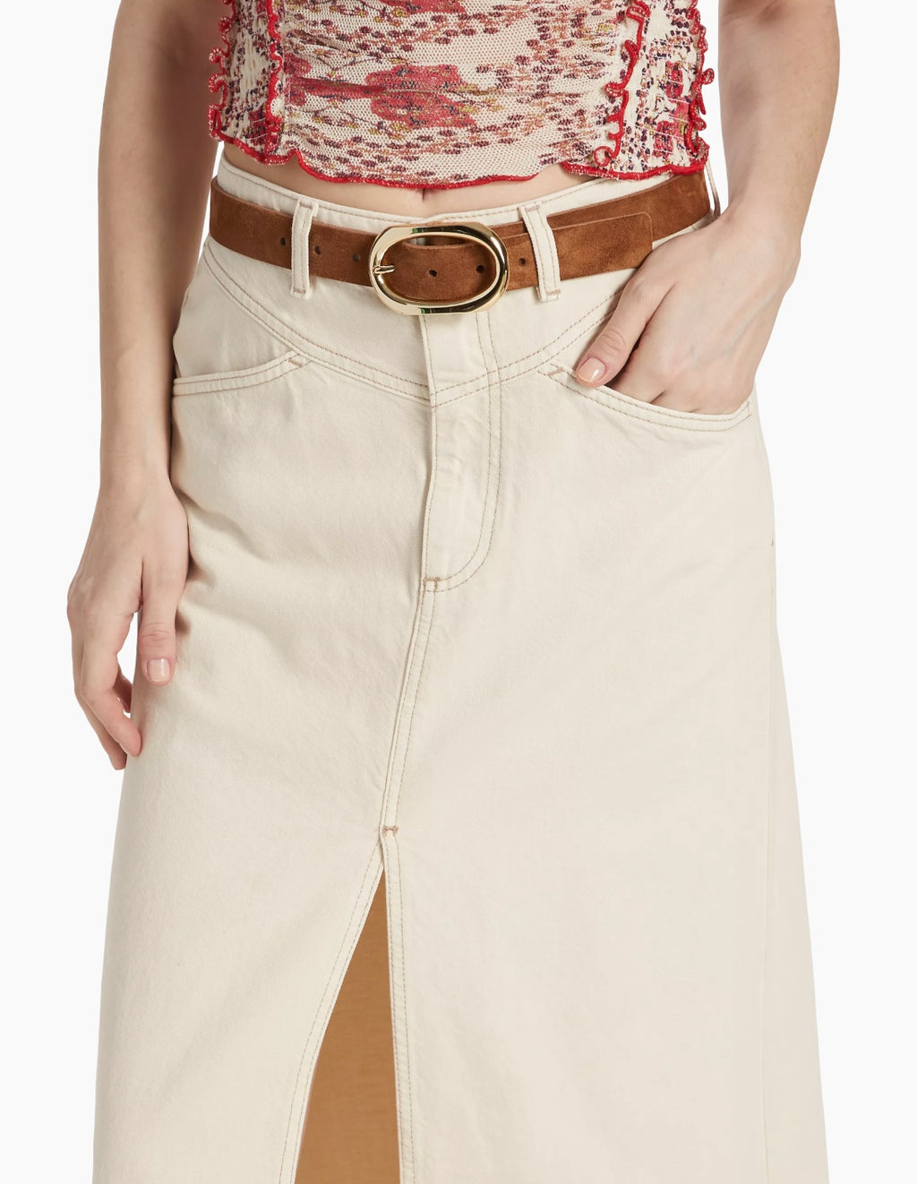 FREE PEOPLE Denim COME AS YOU ARE Maxi Skirt