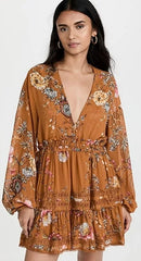 FREE PEOPLE VNeck CHERRY BLOSSOM Mini Dress