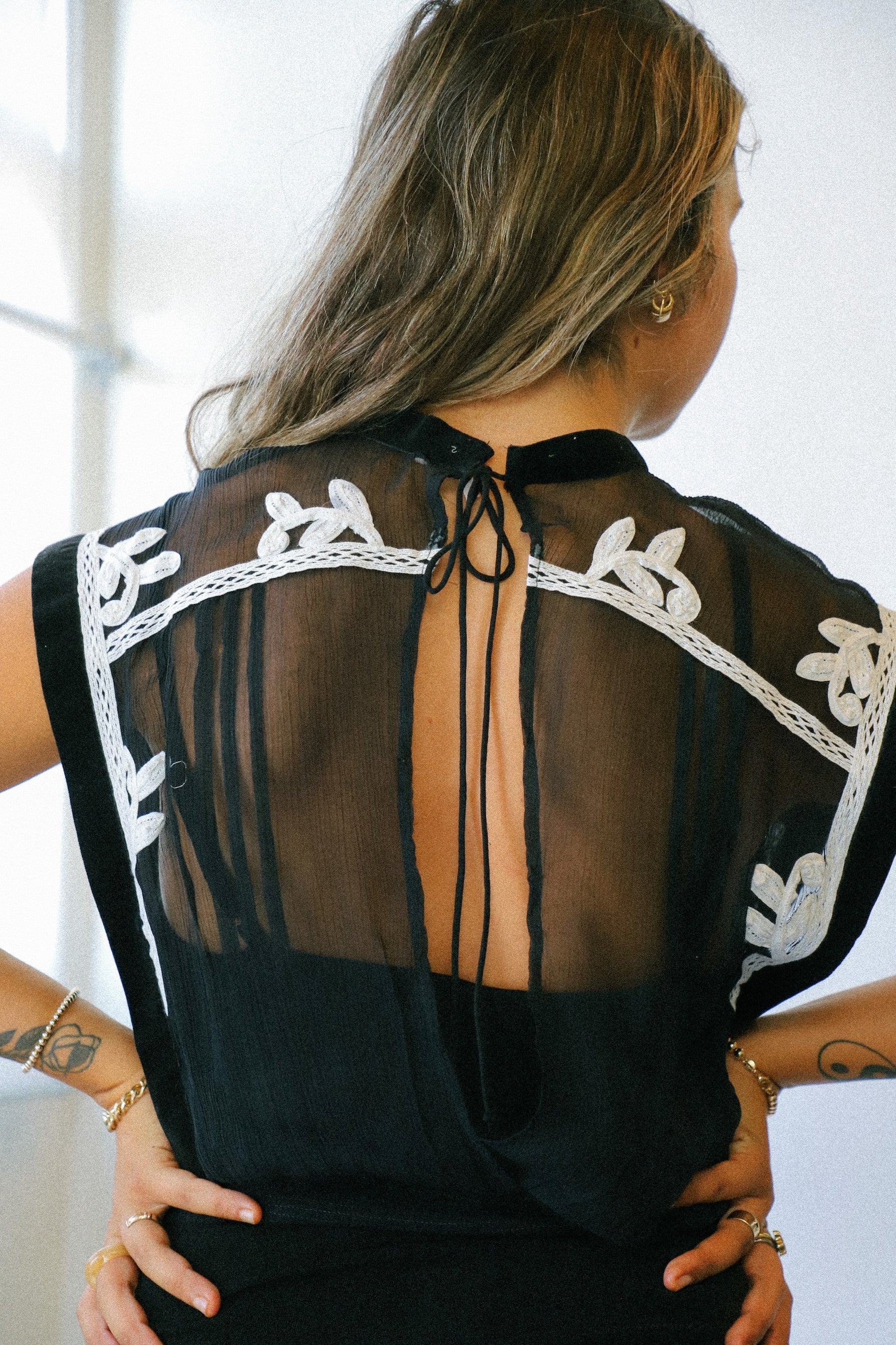 FREE PEOPLE Embroidered Lace VERONIQUE Sheer Top