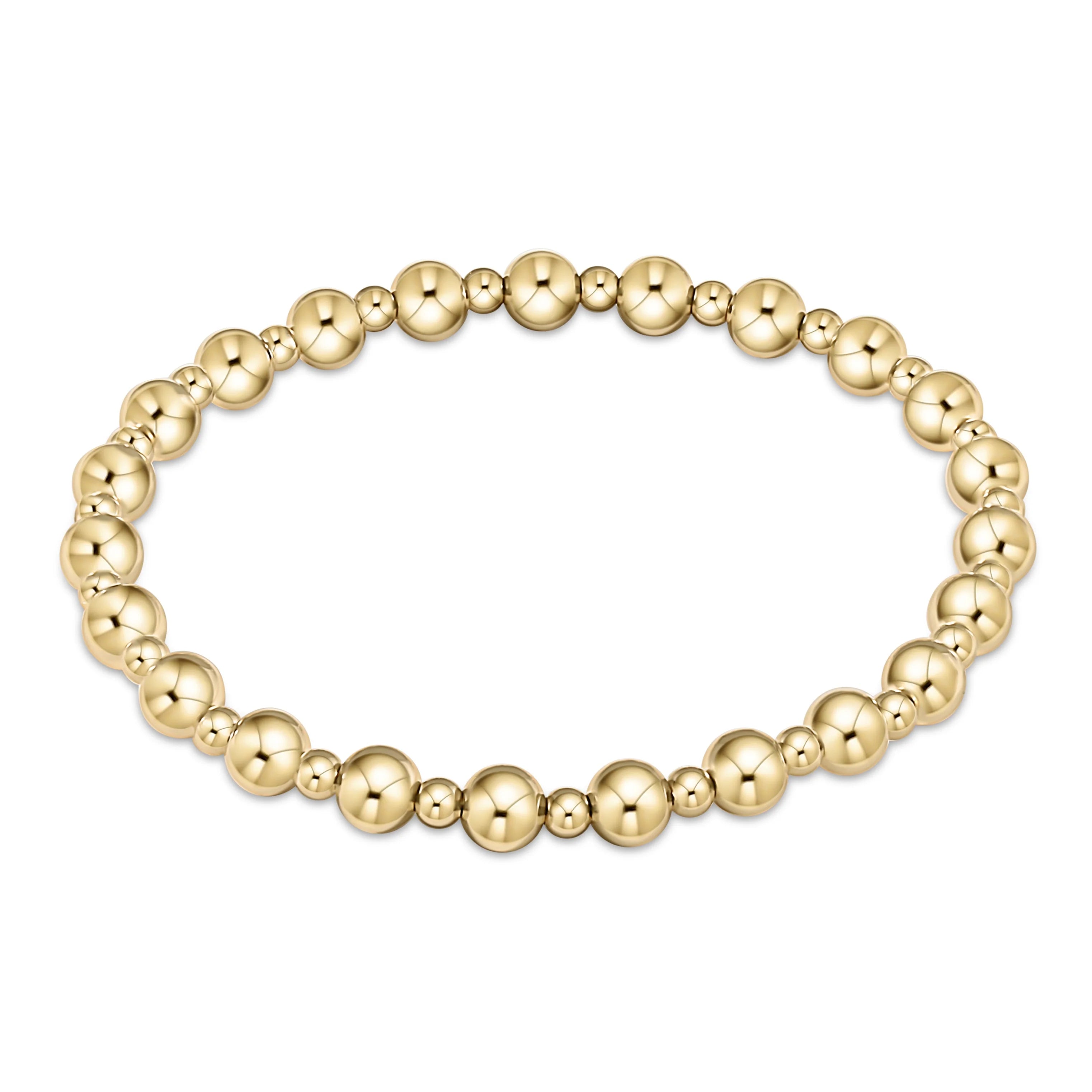 ENEWTON Classic Grateful Pattern 6mm Bead Bracelet - Gold