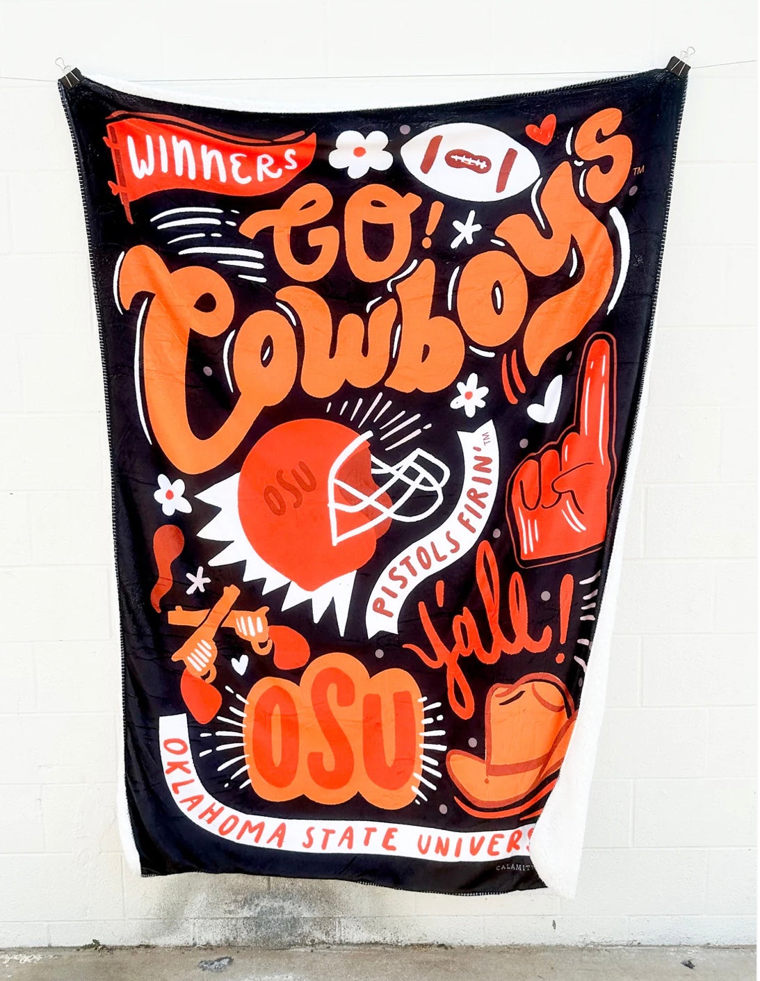 CALAMITY JANE’S Collegiate OSU PISTOLS FIRING Oversized Fleece Throw Blanket