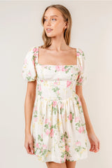 COCO COQUETTE Floral Short PuffSleeve Dress