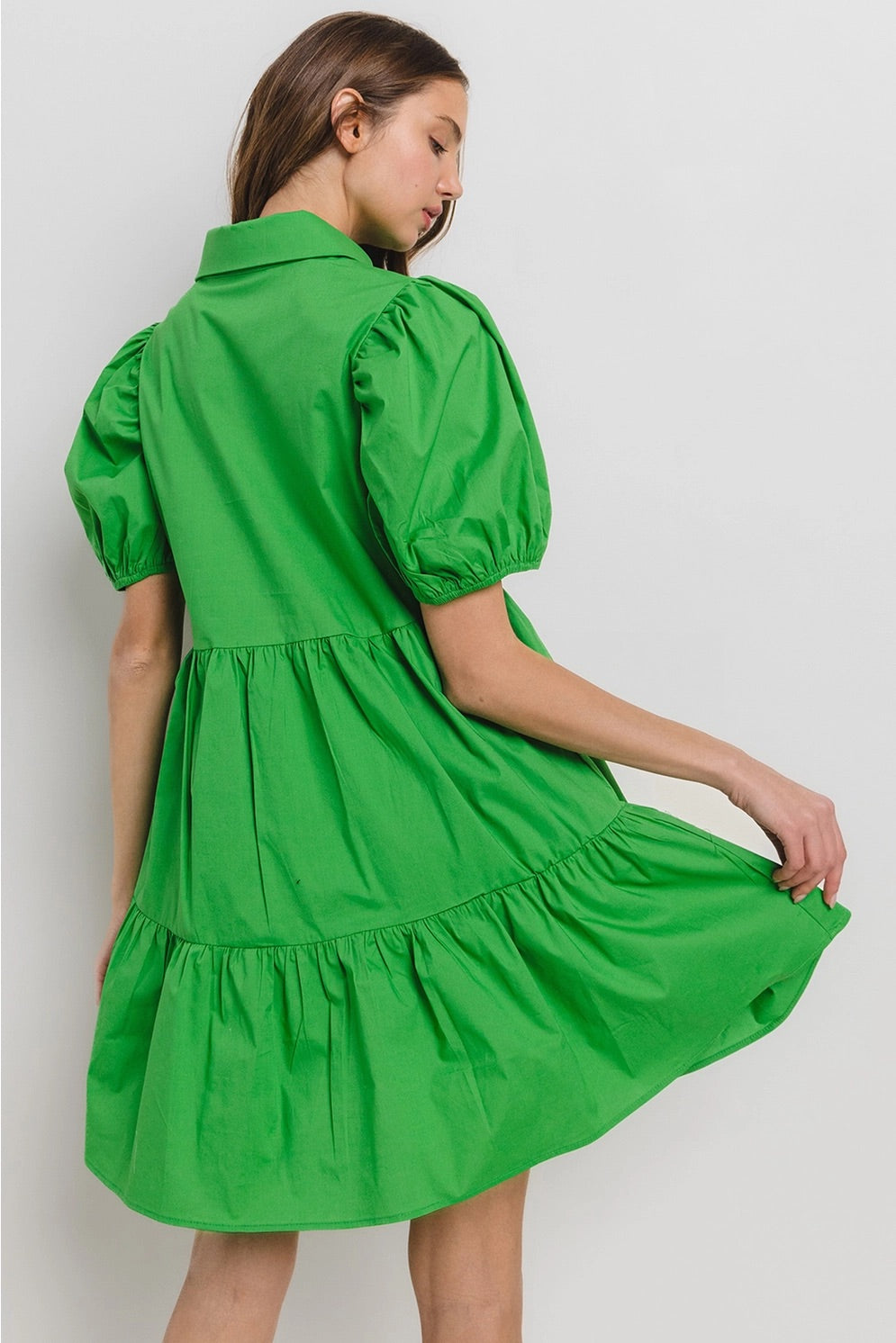 PULSE Tiered Poplin Collared Dress