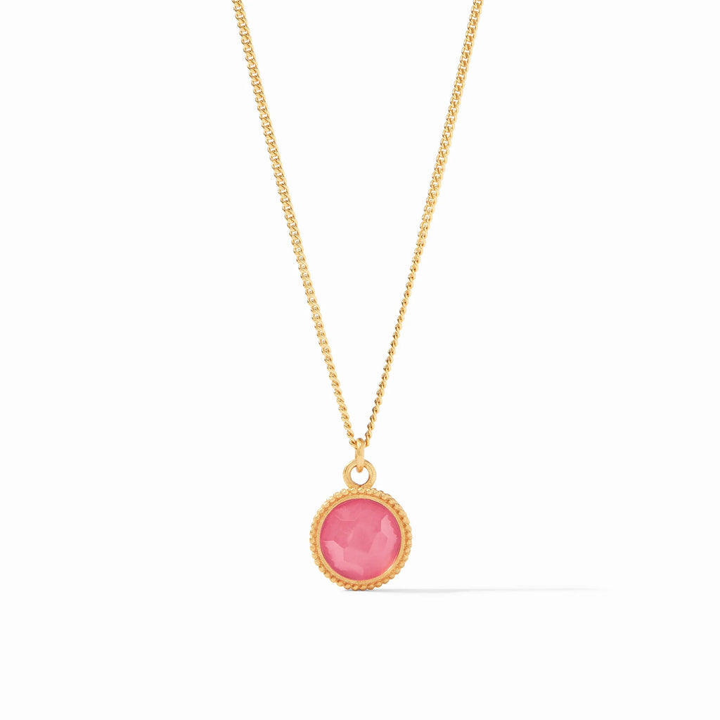 JULIE VOS Iridescent Peony Pink FLEUR DE LIS Solitaire Necklace