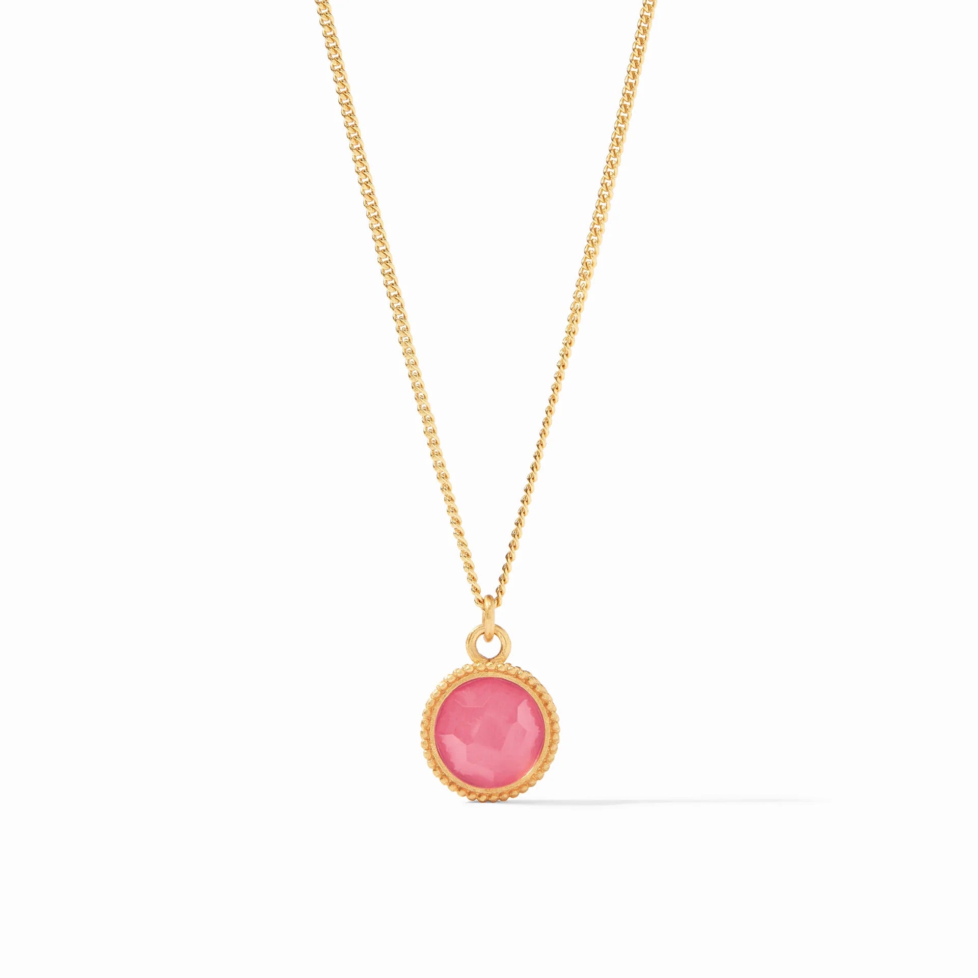 JULIE VOS Iridescent Peony Pink FLEUR DE LIS Solitaire Necklace