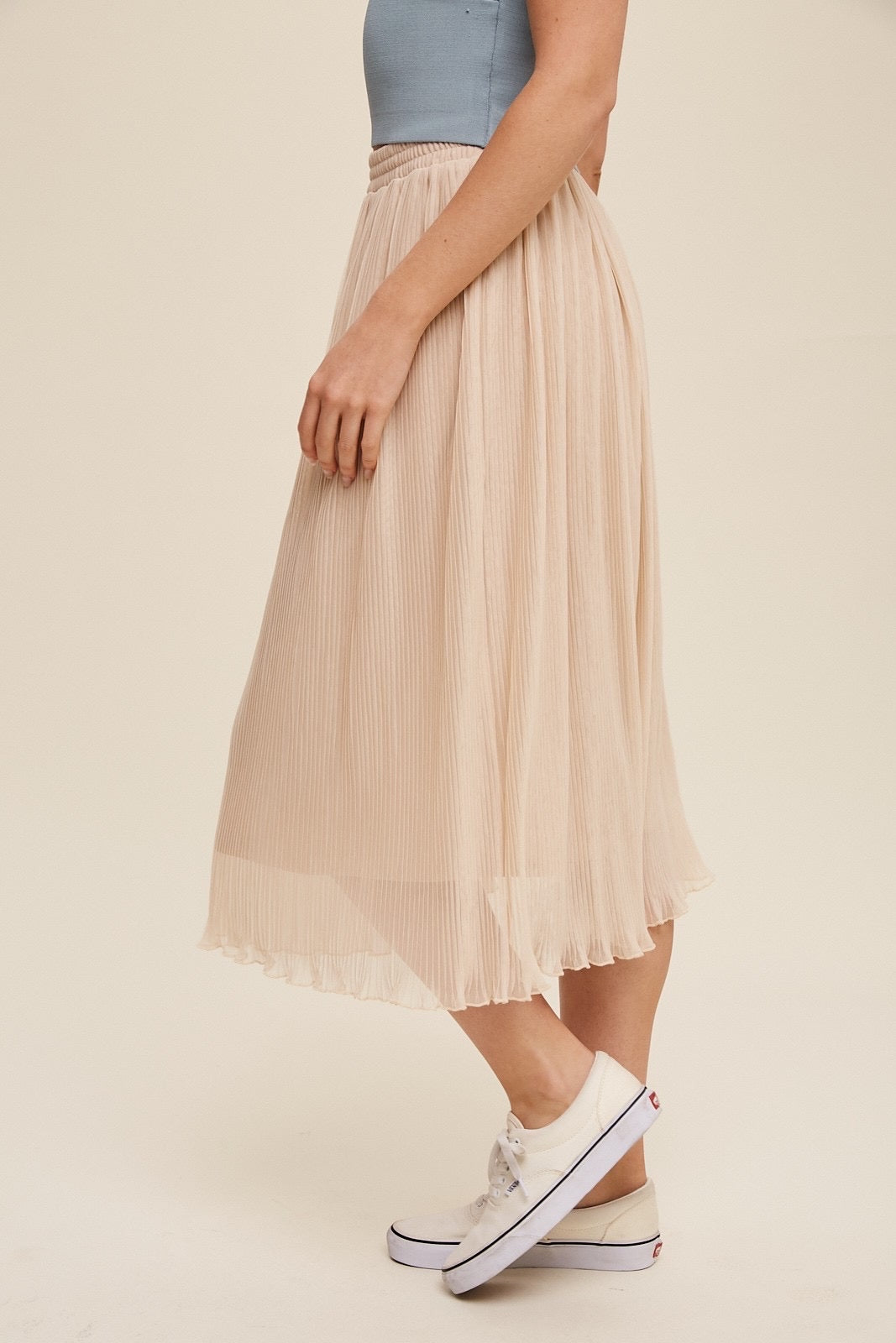 MAUDE Mesh Pleated Midi Skirt