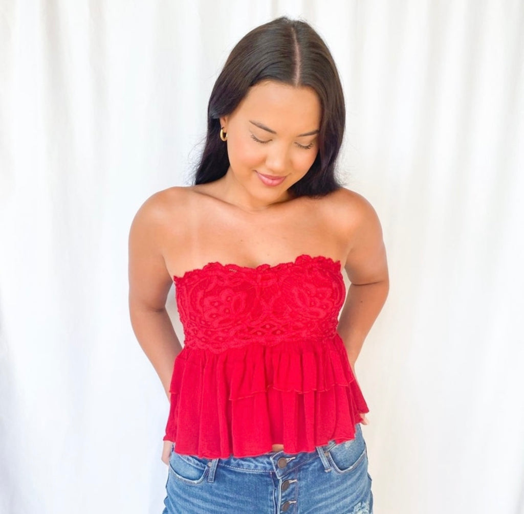 *FREE PEOPLE Corset ADELLA Ruffle Cami Top