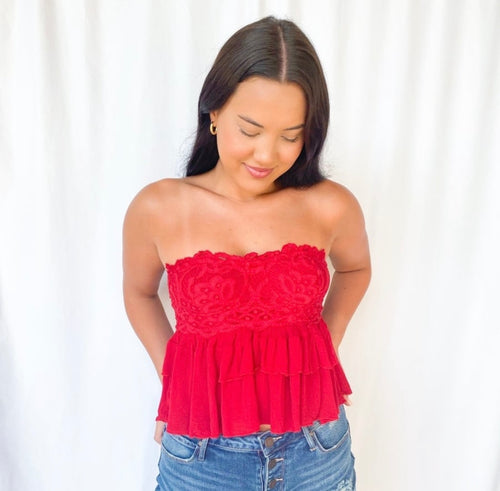 *FREE PEOPLE Corset ADELLA Ruffle Cami Top