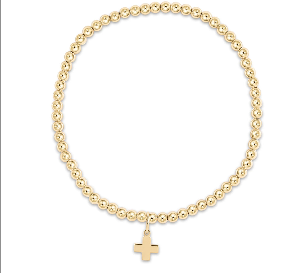 ENewton Classic Gold 3mm Bead Bracelet - SIGNATURE CROSS Charm Gold Bracelet
