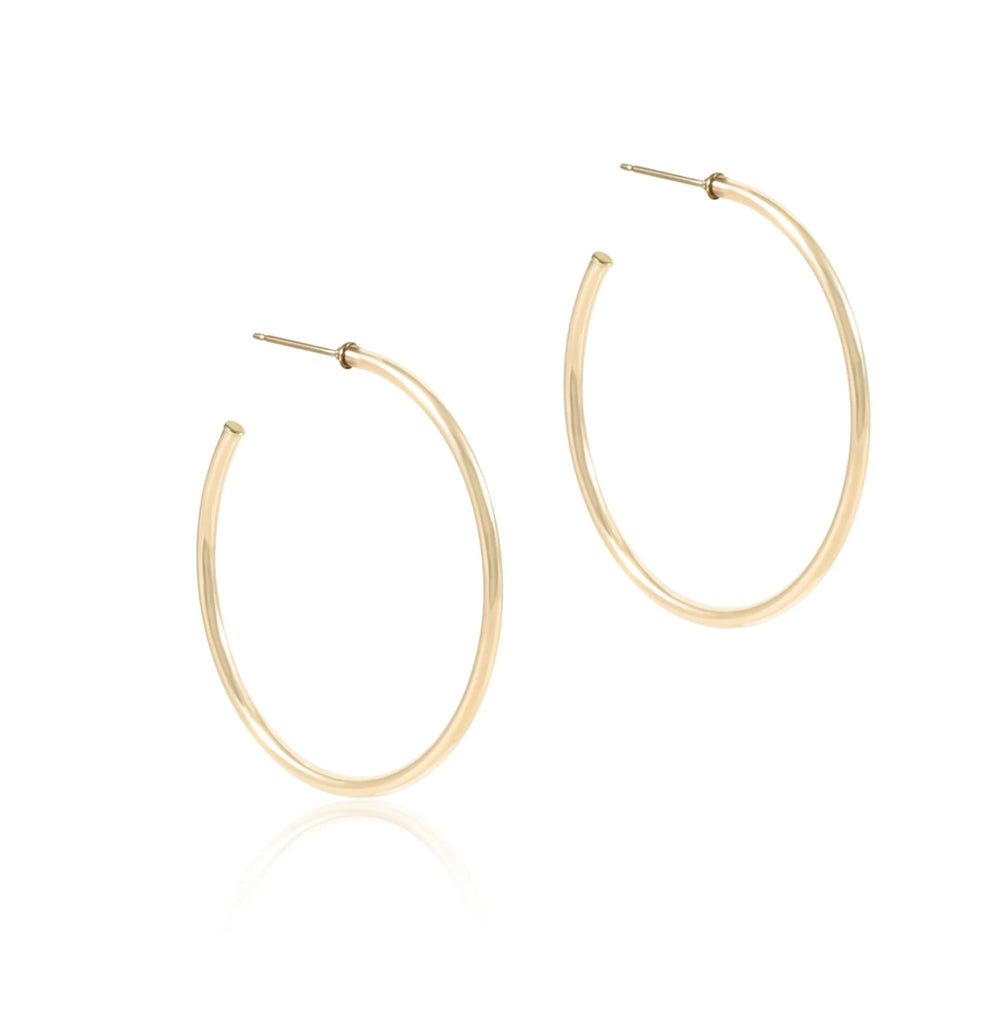 ENewton Round Gold 1.75" Post Hoop Earring- 2mm - Smooth