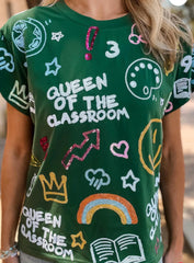 QUEEN OF SPARKLES Queen of the Classroom Sequin Tee