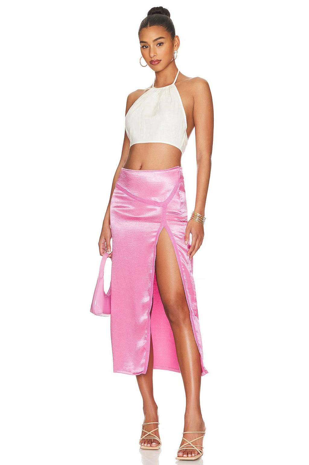 FREE PEOPLE Satin DAKOTA Midi Skirt