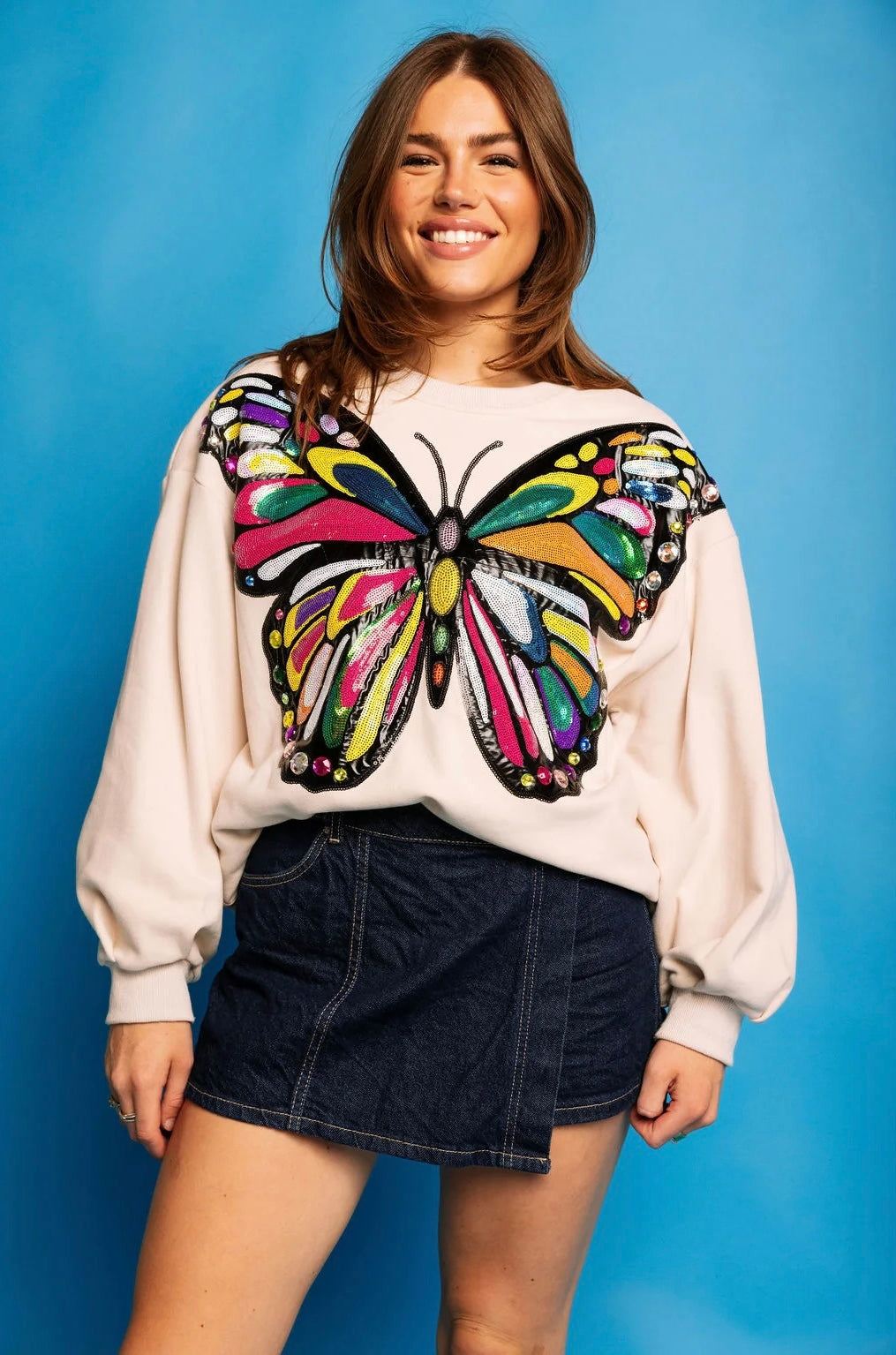 QUEEN OF SPARKLES Oversized BUTTERFLY Sweatshirt
