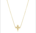 ENewton 16" Classic BEADED SIGNATURE CROSS Necklace- 3mm Bead Gold