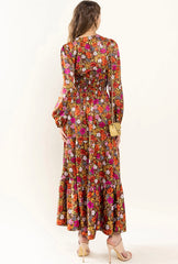 PICTURESQUE Floral Satin Tiered Maxi