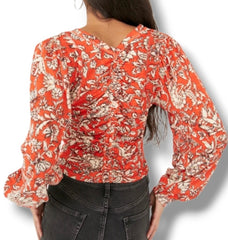 FREE PEOPLE Floral SAY THE WORD Ruched Top