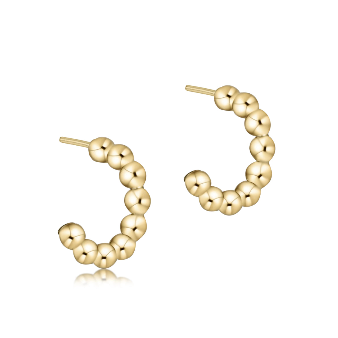 ENewton Beaded Classic 1" Post Hoop Earring - 4mm Gold Earring in