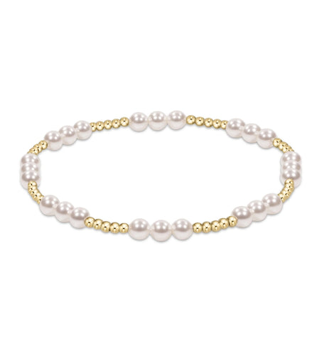 ENewton Classic JOY Pattern 4mm Bead Bracelet - Pearl