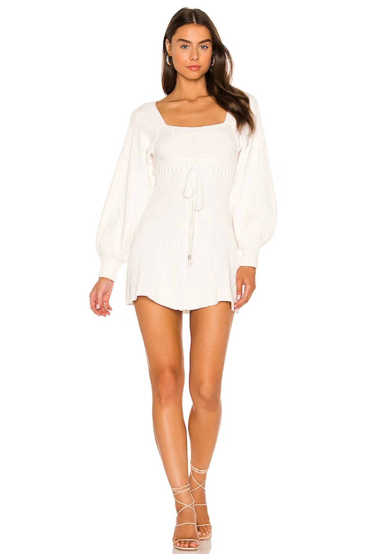 FREE PEOPLE BlousonSleeve EMMALINE Mini Sweater Dress Silver Accents FREE PEOPLE BlousonSleeve EMMALINE Mini Sweater Dress Silver Accents