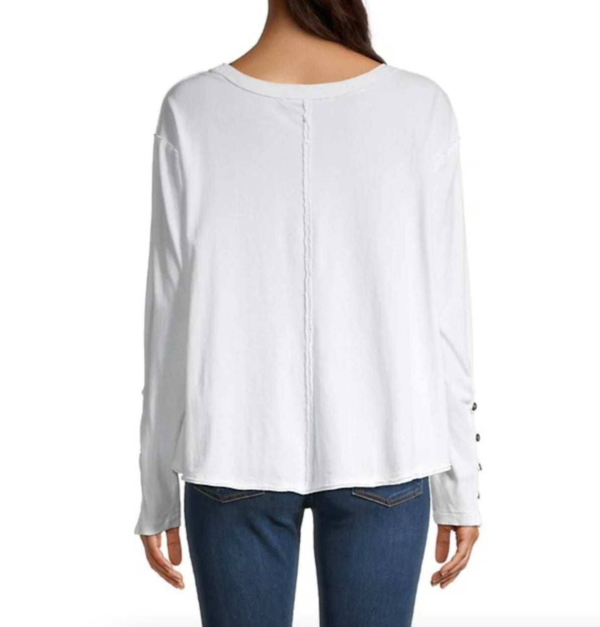 FREE PEOPLE ScoopNeck PEONY ButtonSleeve Flowy Tee Top