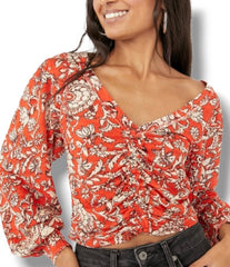 FREE PEOPLE Floral SAY THE WORD Ruched Top