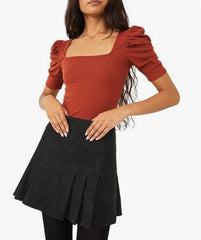 *FREE PEOPLE Ruched NIGHT LILY Short Sleeve Top