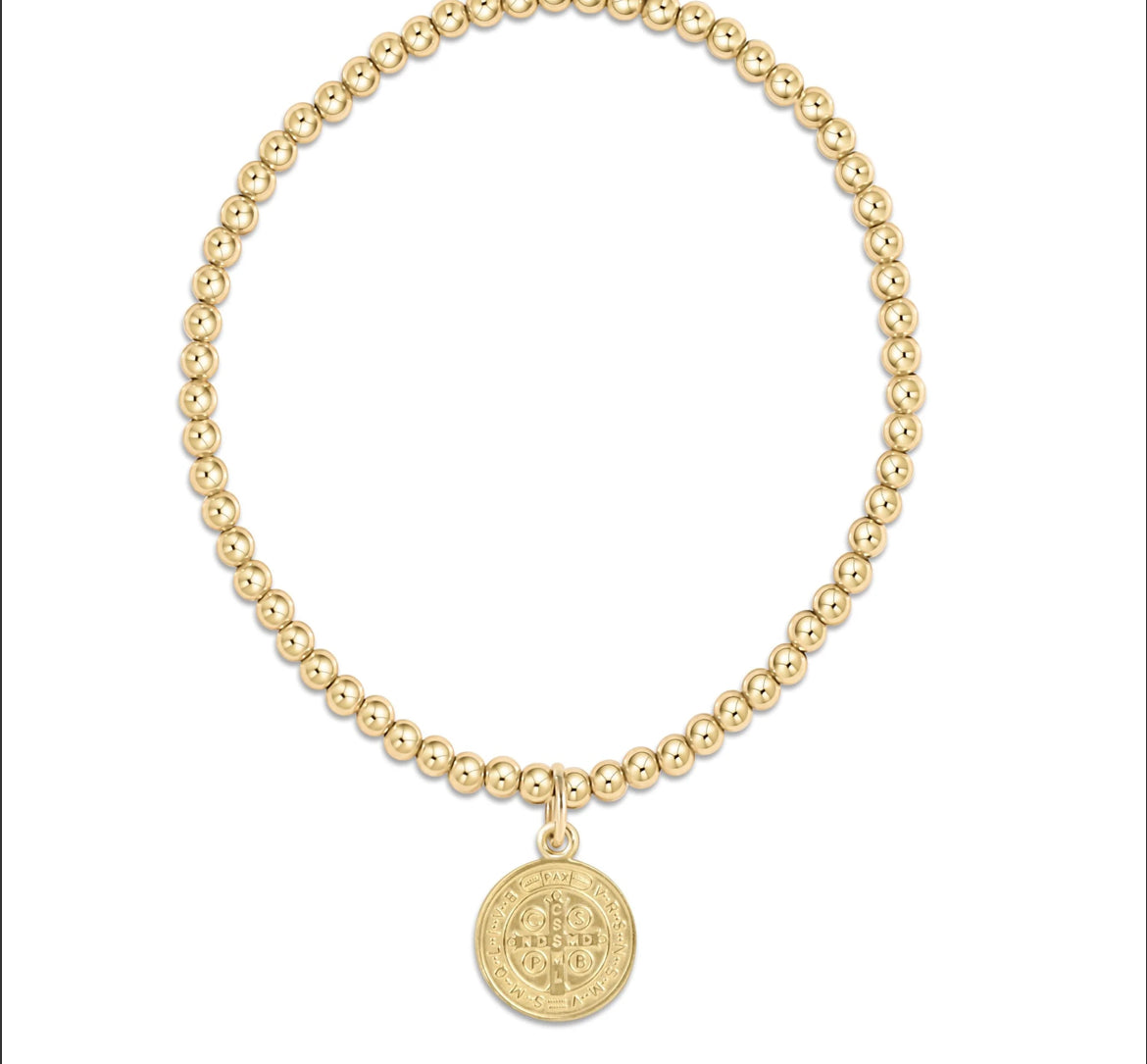 ENewton Classic Gold 3mm Bead Bracelet - Blessing Gold Disc