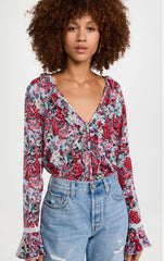 FREE PEOPLE Floral HEAT WAVE Thong Bodysuit