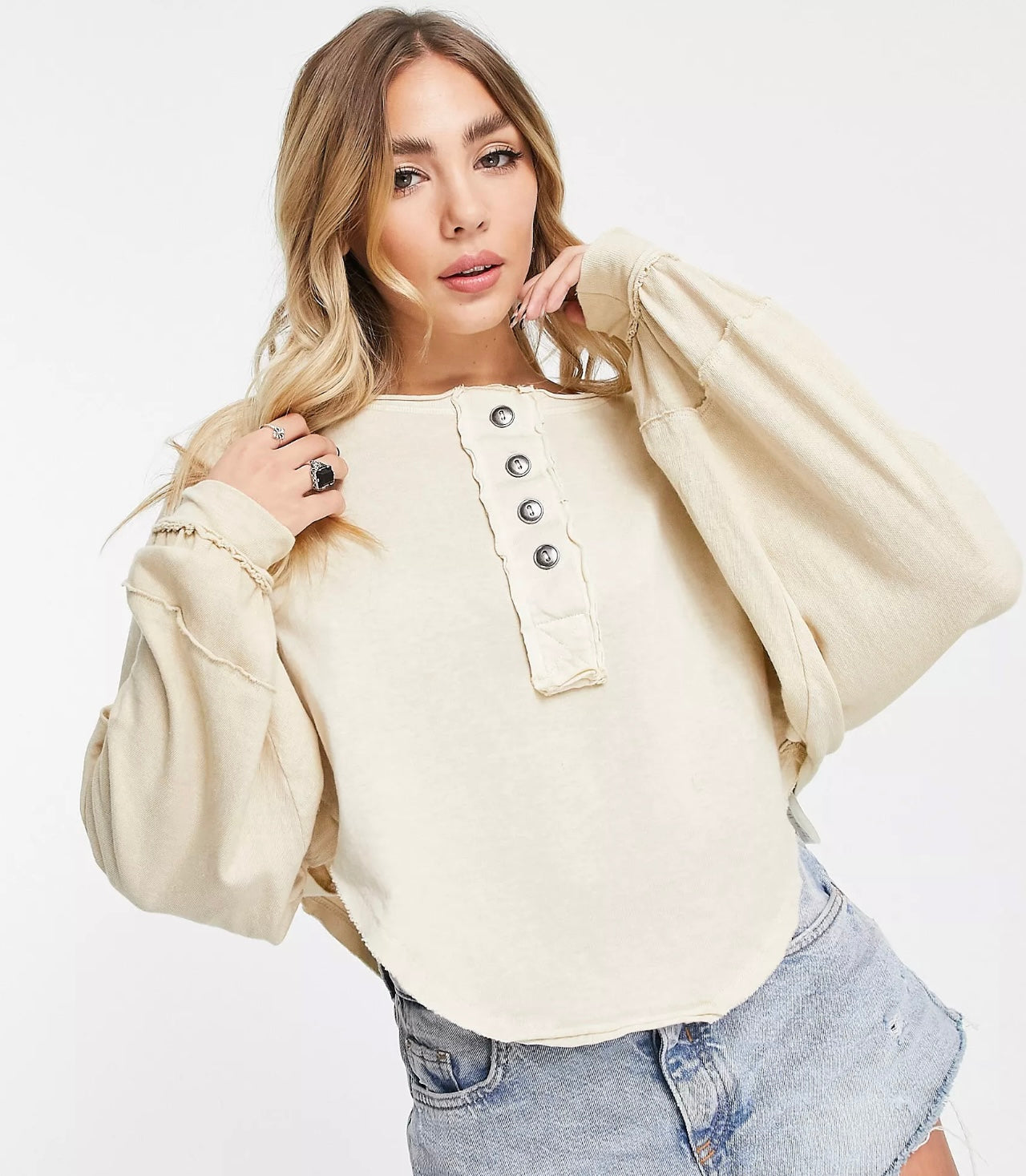 FREE PEOPLE RoundHem MELODI Henley TOP