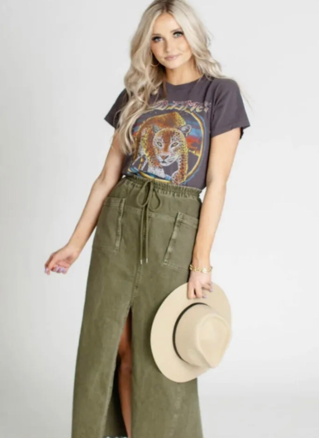 FREE PEOPLE Denim WOKE UP LIKE THIS FrayHem Maxi Skirt
