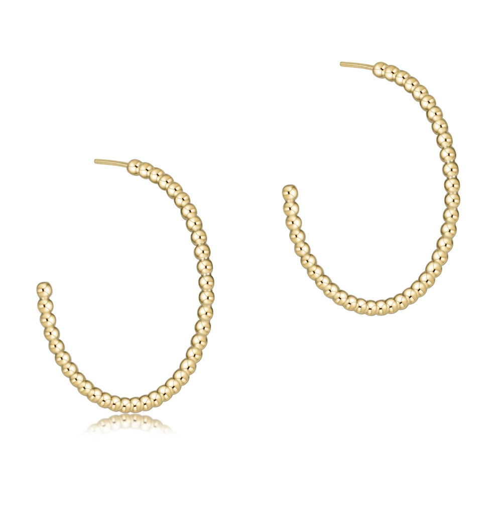 ENewton Beaded Classic 1.25" Post Hoop Earring - 4mm Gold